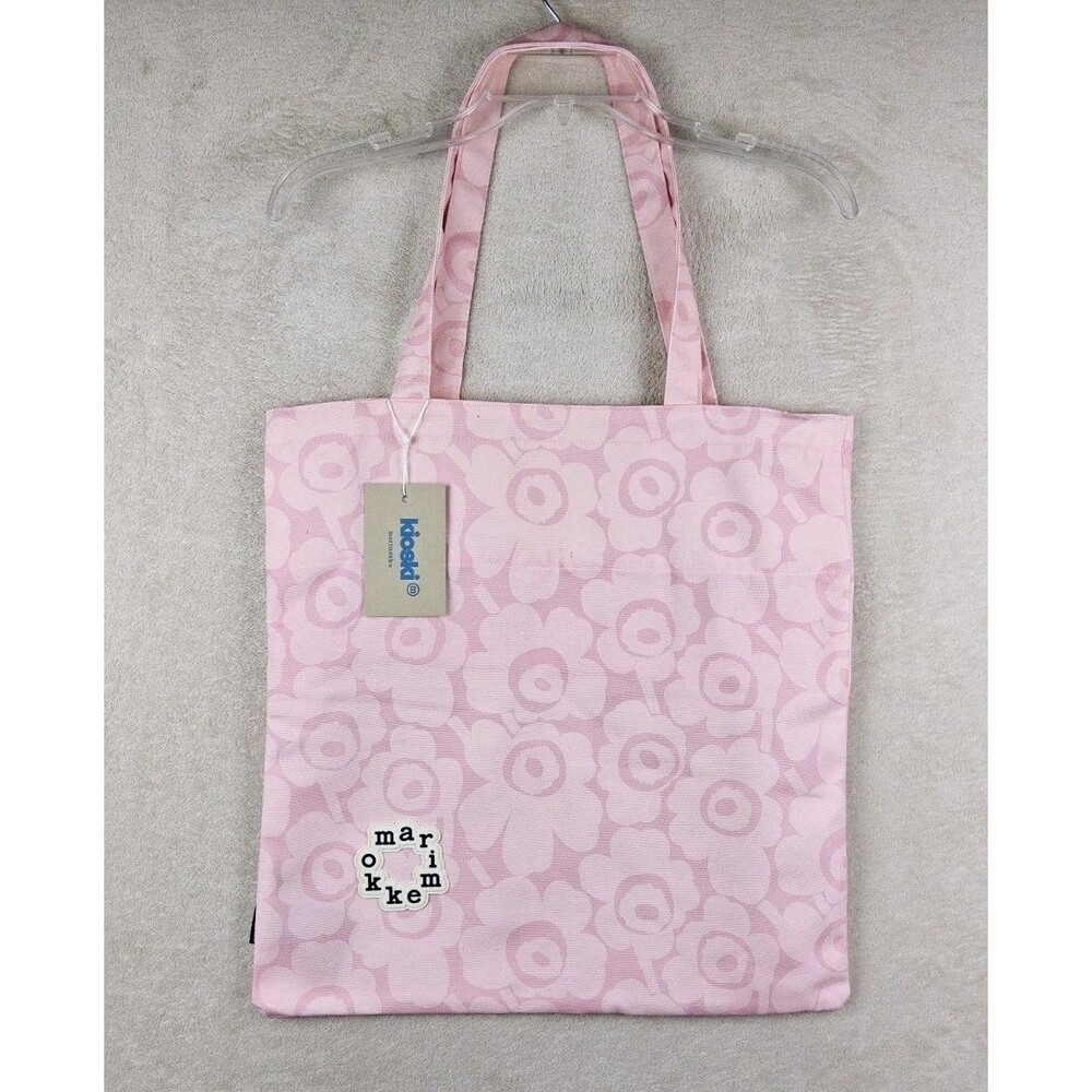 Marimekko Kioski Metka Mini Unikko Pink Floral Canvas Tote Bag NWT Logo Patch